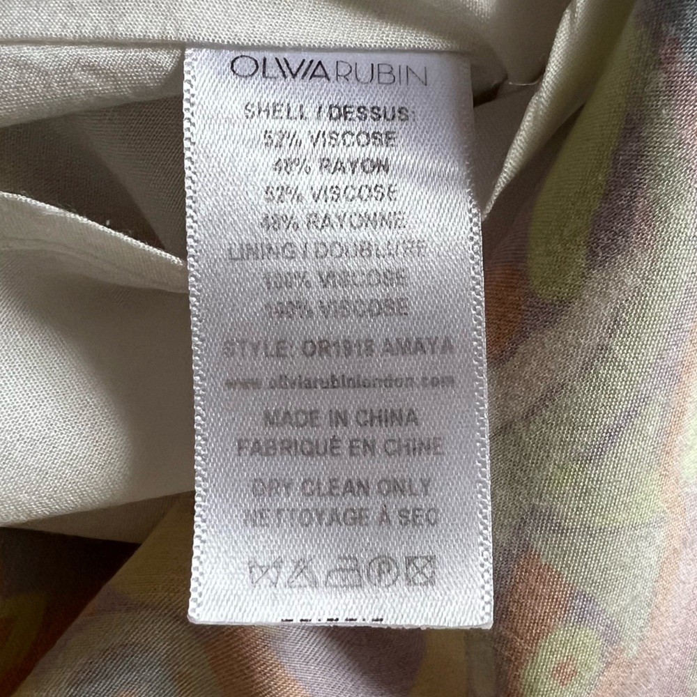 Olivia Rubin Amaya Abstract Print Midi Slip Multicolor Ruffle Dress Size 14 - Picture 10 of 15
